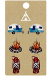 Epoxy Camping Car / Lantern & Campfire 3pc earring set