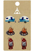Epoxy Camping Car / Lantern & Campfire 3pc earring set