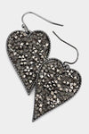 Glitter Stone Heart Dangle Earrings - 2 Colors