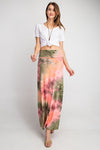 SALE - Olive Coral Tie Dye Maxi Skirt