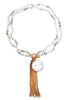 Crystal Beads And Natural Stone Tassel Necklace 39NK461