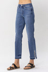 Judy Blue High Waist Fray Slit release hem straight - Curvy Size