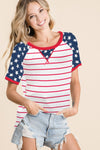 Stars and Stripes Knit Top with Raglan Sleeves