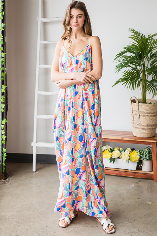 SALE Multi Color Floral Maxi Dress With Pockets