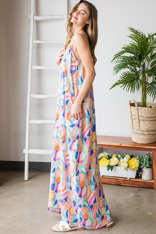 SALE Multi Color Floral Maxi Dress With Pockets