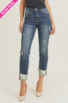 Risen Frayed Ankle Straight Jeans - Curvy size