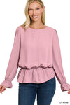 Woven Wool Peach Puff Sleeve Blouse - 3 Colors
