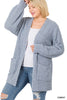 NEW Cement Puff Sleeve Popcorn Cardigan with Pockets - Curvy Size