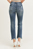 Risen Jeans High Rise Vintage Wash Straight Leg Denim