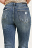 Risen Jeans High Rise Vintage Wash Straight Leg Denim