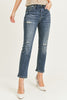 Risen Jeans High Rise Vintage Wash Straight Leg Denim