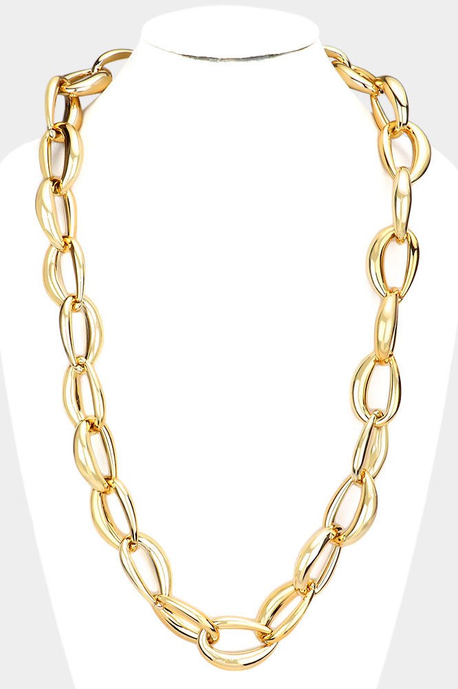 Abstract Open Metal Link Long Necklace