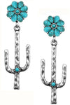 Western Concho Flower Cactus Gemstone Earring