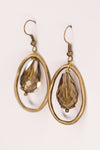 Fishhook oval hoop earrings with dangle bead charm