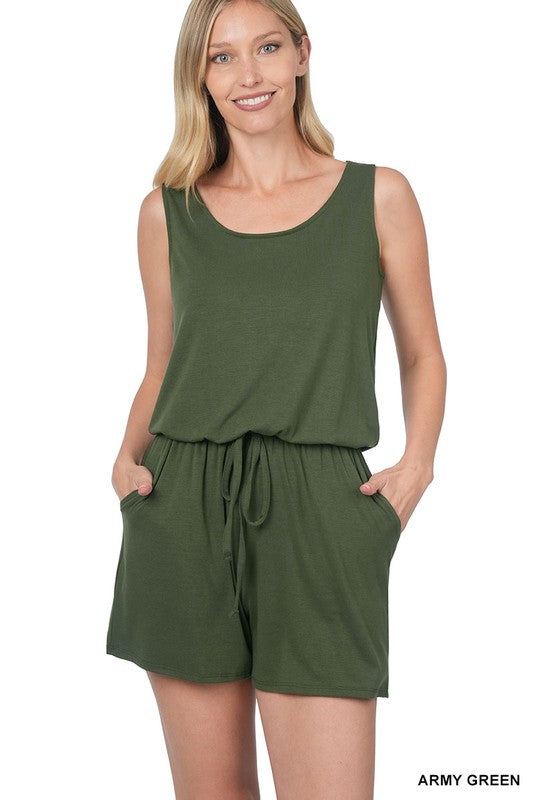 Sleeveless Romper with pockets - 2 Colors