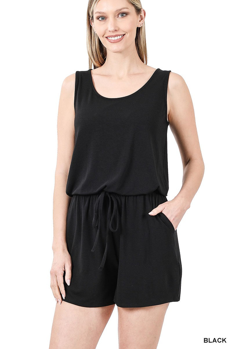 Sleeveless Romper with pockets - 2 Colors
