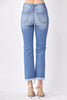 RISEN Mid Rise Raw Hem Straight Leg Jeans - Curvy Size