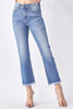 RISEN Mid Rise Raw Hem Straight Leg Jeans - Curvy Size