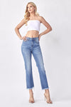 RISEN Mid Rise Raw Hem Straight Leg Jeans - Curvy Size