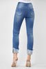 Risen Jeans Mid Rise Frayed Cuff Ankle Straight Jeans