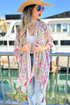 Multi Printed Kimono Cardigan Cover Up