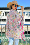 Multi Printed Kimono Cardigan Cover Up