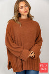 SALE Long Sleeve Solid Knit Mock Neck Sweater - Curvy Size