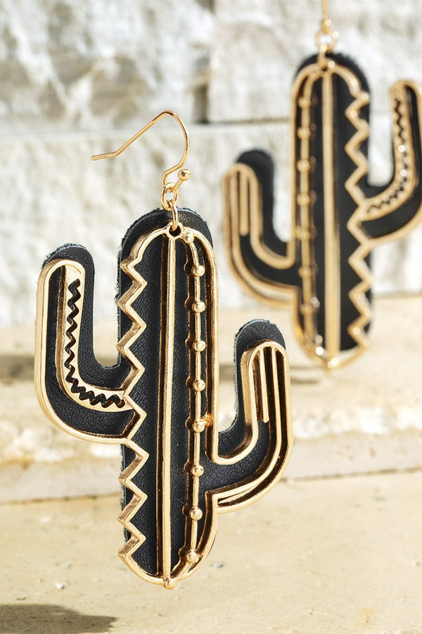 Leather Cactus Earrings - 2 Colors