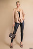 Soft Soild Snake Skin Texture Suede Open Moto Jacket - 2 Colors
