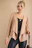 Soft Soild Snake Skin Texture Suede Open Moto Jacket - 2 Colors