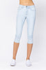 XMAS JULY Judy Blue Mid Rise Light Skinny Capri