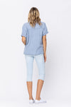 XMAS JULY Judy Blue Mid Rise Light Skinny Capri