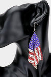 American USA Flag Mesh Chain Dangle Earrings - 2 Colors