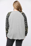 Animal and Camouflage Knit Mixed Top - Curvy Size