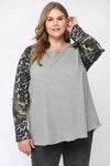 Animal and Camouflage Knit Mixed Top - Curvy Size