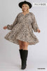 NEW Animal Print Split Neck Puff Sleeve Dress - Curvy Size