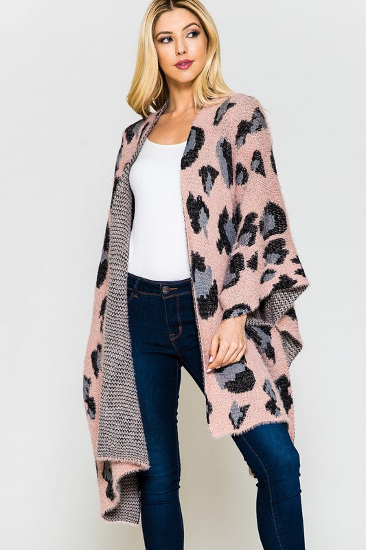 Pink Leopard Sweater Cardigan