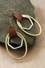 Oval Drop Earrings with Leather Accent