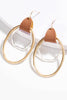 Oval Drop Earrings with Leather Accent