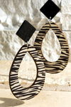 Wood Animal Print Earrings - 2 Colors