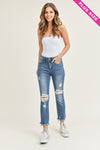 Risen Distressed Ankle Straight Leg Jeans - Curvy Size