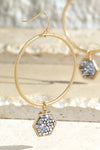 Glittery Glass Stone and Wire Earrings - 3 Colors