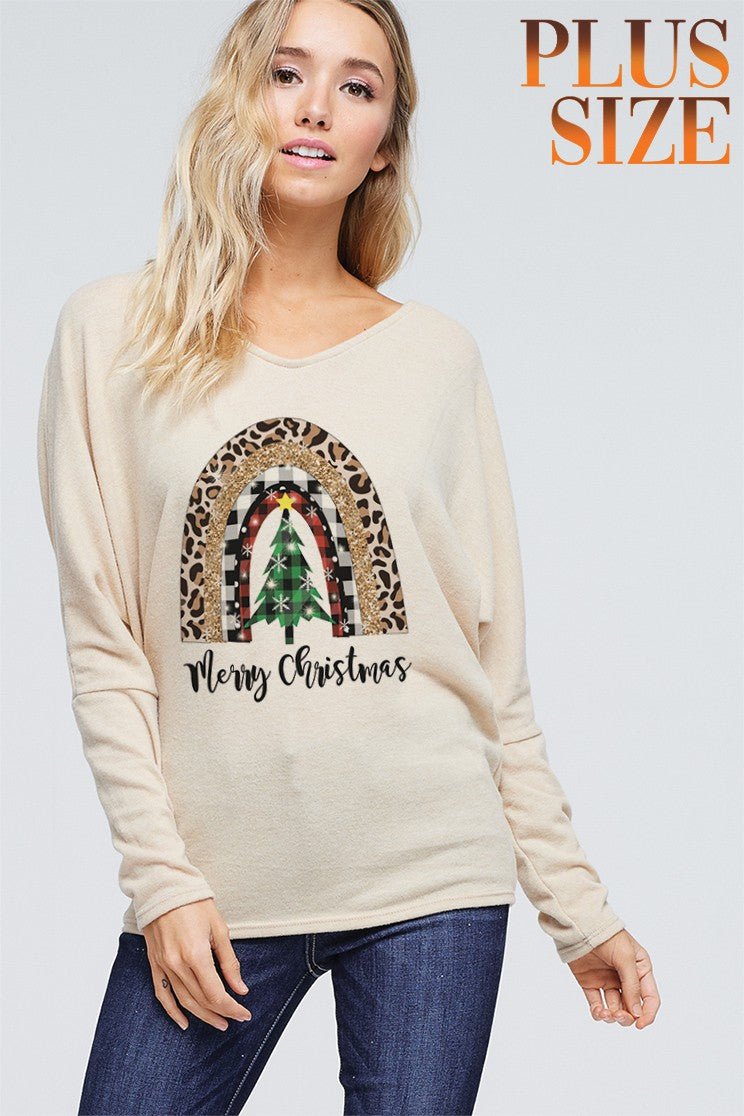 Christmas Tree Rainbow Cross Back - Curvy Size - Blush & Cactus