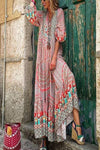 Multi Print Three Quarter Balloon Sleeve Maxi Dress