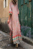 Multi Print Three Quarter Balloon Sleeve Maxi Dress
