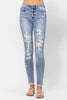 Judy Blue Bleach Splash Destroyed Skinny - Curvy Size