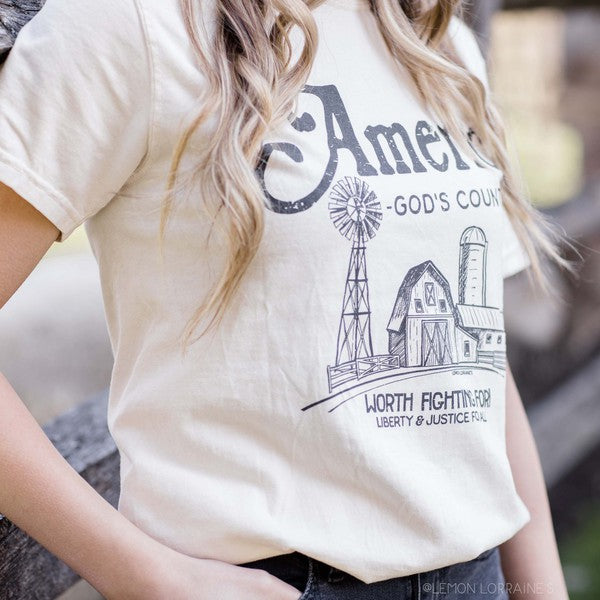 America Gods Country Ivory Graphic Tee