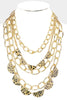 Leopard Patterned Resin Accented Link Bib Necklace