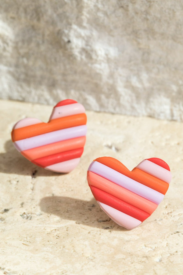Valentine Handmade Clay Heart Earrings
