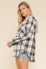 French Terry Hoodie Contrast Plaid Button Down Shirt